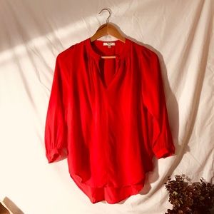 Madewell red long sleeve tunic blouse